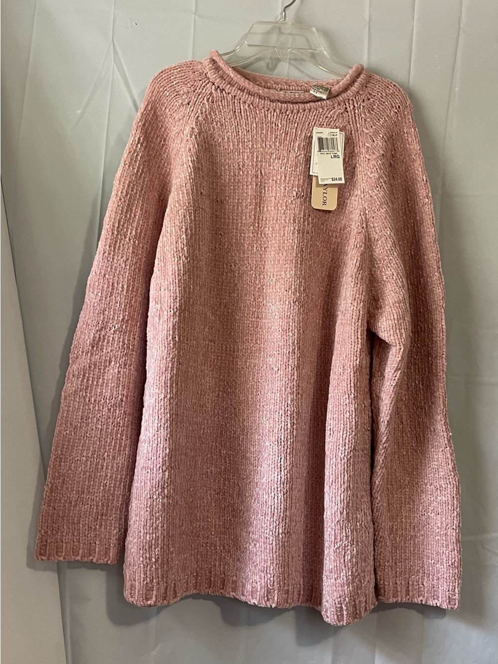 Carolyn Taylor Dusty Pink Chenille Crewneck Sweater